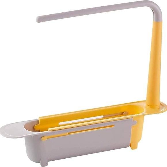 Telescopic Sink Storage Rack,Adjustable Length, Drain Basket Plastic and Sponge - Picture 8 of 11
